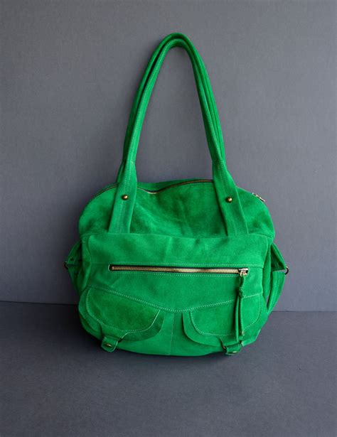 kelly green leather shoulder bag